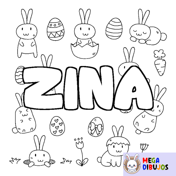 Coloraci&oacute;n del nombre ZINA - decorado Pascua