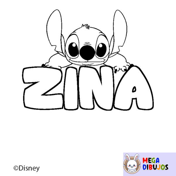 Coloraci&oacute;n del nombre ZINA - decorado Stitch