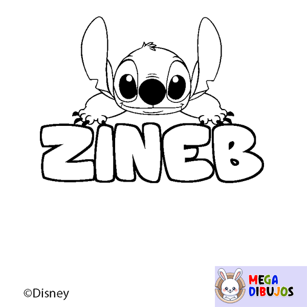 Coloraci&oacute;n del nombre ZINEB - decorado Stitch