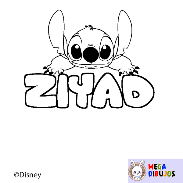 Coloraci&oacute;n del nombre ZIYAD - decorado Stitch
