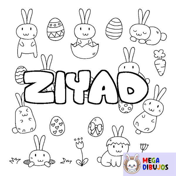 Coloraci&oacute;n del nombre ZIYAD - decorado Pascua