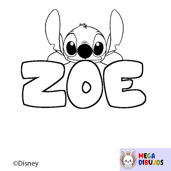 Coloraci&oacute;n del nombre ZOE - decorado Stitch