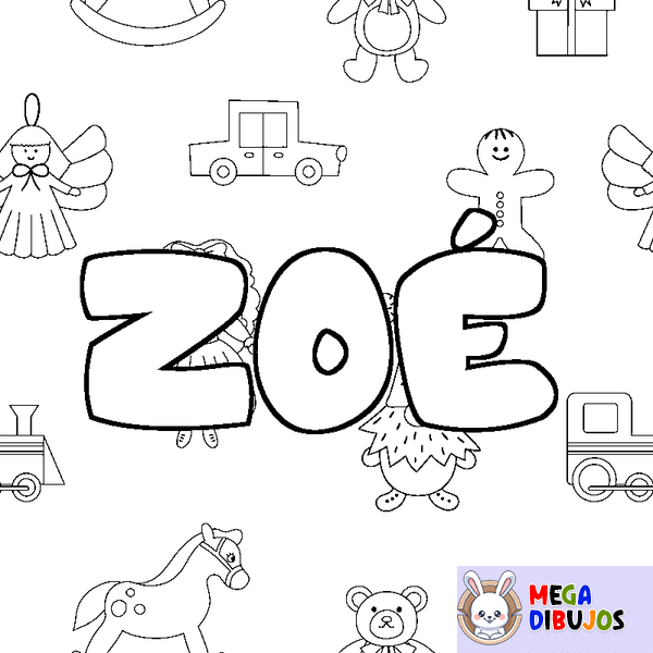 Coloraci&oacute;n del nombre ZO&Eacute; - decorado juguetes
