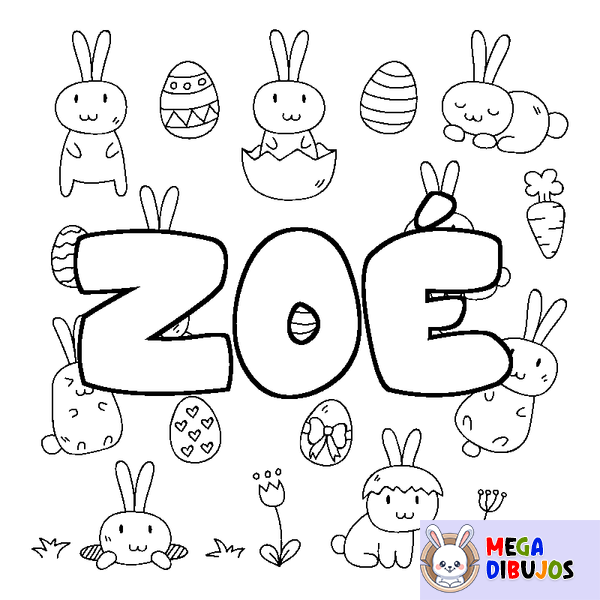 Coloraci&oacute;n del nombre ZO&Eacute; - decorado Pascua
