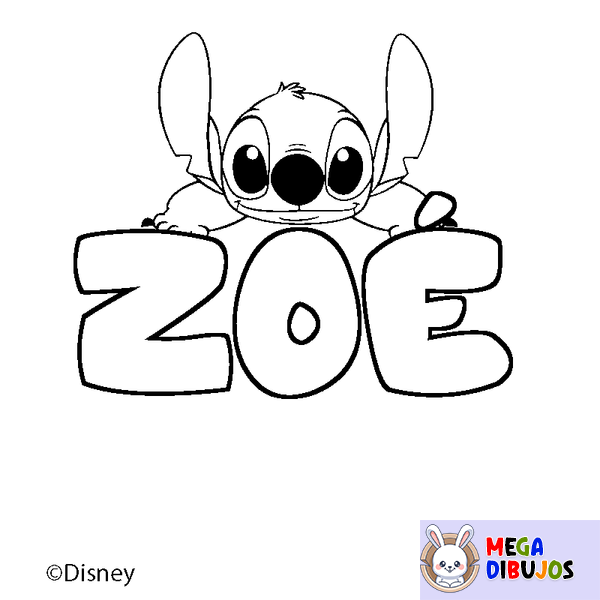 Coloraci&oacute;n del nombre ZO&Eacute; - decorado Stitch