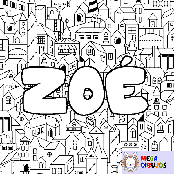 Coloraci&oacute;n del nombre ZO&Eacute; - decorado ciudad