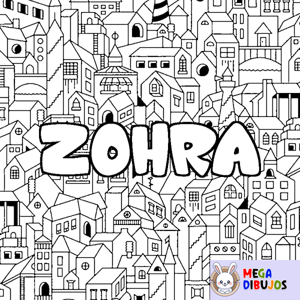 Coloraci&oacute;n del nombre ZOHRA - decorado ciudad