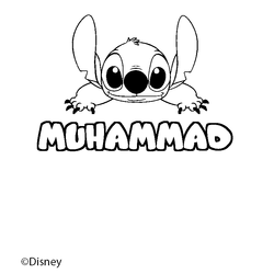 Coloraci&oacute;n del nombre MUHAMMAD - decorado Stitch