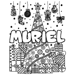 Coloraci&oacute;n del nombre MURIEL - decorado &aacute;rbol de Navidad y regalos