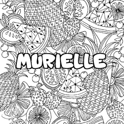 Coloraci&oacute;n del nombre MURIELLE - decorado mandala de frutas
