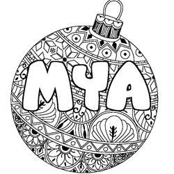 Coloraci&oacute;n del nombre MYA - decorado bola de Navidad