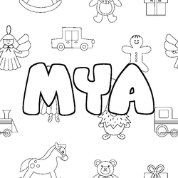 Coloraci&oacute;n del nombre MYA - decorado juguetes