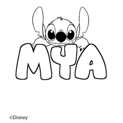 Coloraci&oacute;n del nombre MYA - decorado Stitch