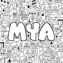 Coloraci&oacute;n del nombre MYA - decorado ciudad