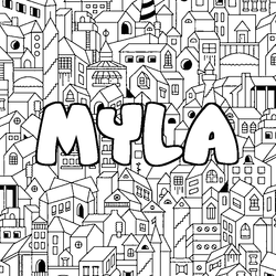 Coloraci&oacute;n del nombre MYLA - decorado ciudad