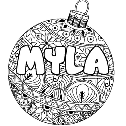 Coloraci&oacute;n del nombre MYLA - decorado bola de Navidad