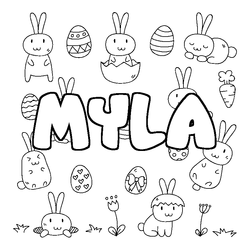 Coloraci&oacute;n del nombre MYLA - decorado Pascua