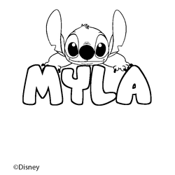 Coloraci&oacute;n del nombre MYLA - decorado Stitch