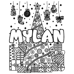 Coloraci&oacute;n del nombre MYLAN - decorado &aacute;rbol de Navidad y regalos