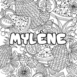 Coloraci&oacute;n del nombre MYL&Egrave;NE - decorado mandala de frutas
