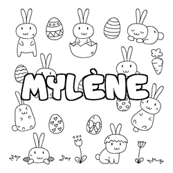 Coloraci&oacute;n del nombre MYL&Egrave;NE - decorado Pascua