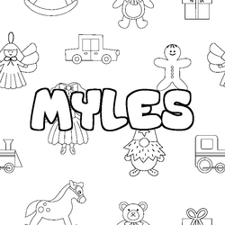 Coloraci&oacute;n del nombre MYLES - decorado juguetes