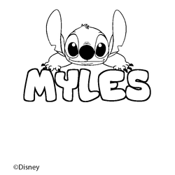 Coloraci&oacute;n del nombre MYLES - decorado Stitch