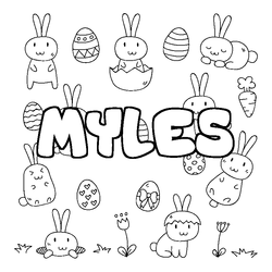 Coloraci&oacute;n del nombre MYLES - decorado Pascua