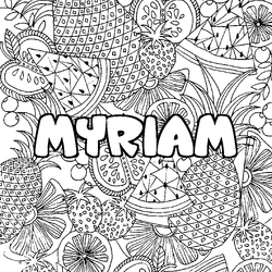 Coloraci&oacute;n del nombre MYRIAM - decorado mandala de frutas