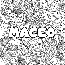 Coloraci&oacute;n del nombre MACEO - decorado mandala de frutas