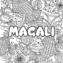 Coloraci&oacute;n del nombre MAGALI - decorado mandala de frutas