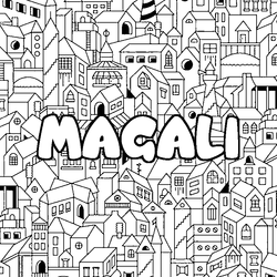 Coloraci&oacute;n del nombre MAGALI - decorado ciudad