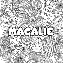 Coloraci&oacute;n del nombre MAGALIE - decorado mandala de frutas