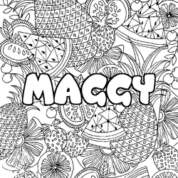 Coloraci&oacute;n del nombre MAGGY - decorado mandala de frutas