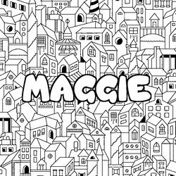 Coloraci&oacute;n del nombre MAGGIE - decorado ciudad