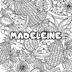 Coloraci&oacute;n del nombre MADELEINE - decorado mandala de frutas