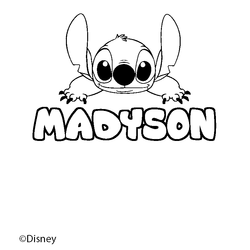 Coloraci&oacute;n del nombre MADYSON - decorado Stitch
