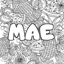 Coloraci&oacute;n del nombre MAE - decorado mandala de frutas