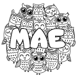 Coloraci&oacute;n del nombre MAE - decorado b&uacute;hos