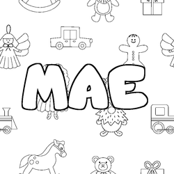 Coloraci&oacute;n del nombre MAE - decorado juguetes