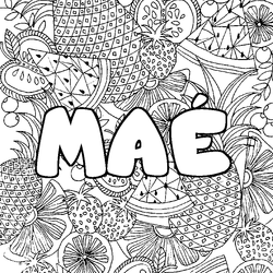 Coloraci&oacute;n del nombre MA&Eacute; - decorado mandala de frutas