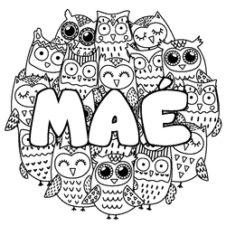 Coloraci&oacute;n del nombre MA&Eacute; - decorado b&uacute;hos