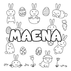 Coloraci&oacute;n del nombre MAENA - decorado Pascua