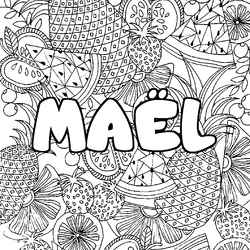 Coloraci&oacute;n del nombre MA&Euml;L - decorado mandala de frutas
