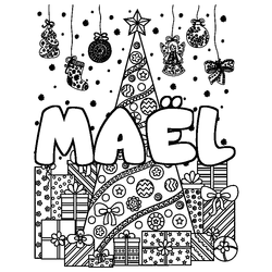 Coloraci&oacute;n del nombre MA&Euml;L - decorado &aacute;rbol de Navidad y regalos