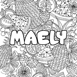Coloraci&oacute;n del nombre MAELY - decorado mandala de frutas