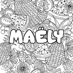 Coloraci&oacute;n del nombre MA&Euml;LY - decorado mandala de frutas