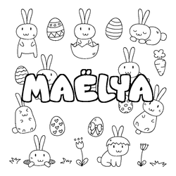 Coloraci&oacute;n del nombre MA&Euml;LYA - decorado Pascua