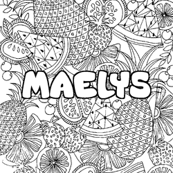 Coloraci&oacute;n del nombre MAELYS - decorado mandala de frutas