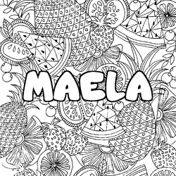 Coloraci&oacute;n del nombre MAELA - decorado mandala de frutas